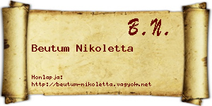 Beutum Nikoletta névjegykártya